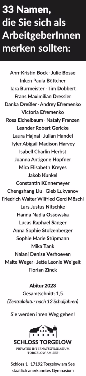 33 Namen Abiturienten 2023